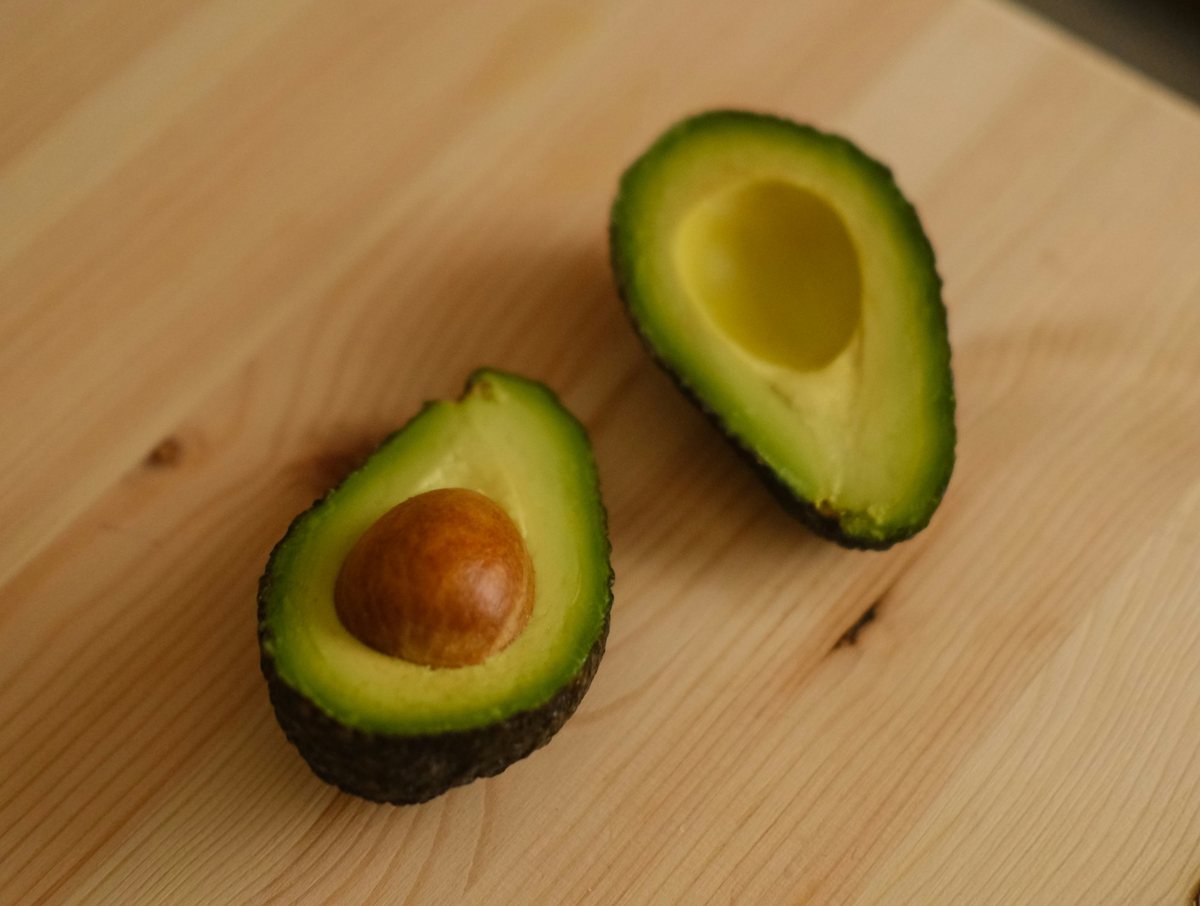 Fresh avocado cut in half