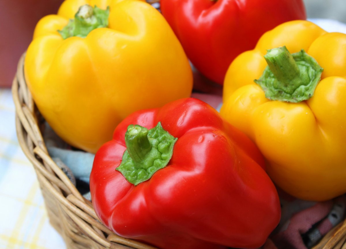 Red and yellow bell peppers (capsicum)